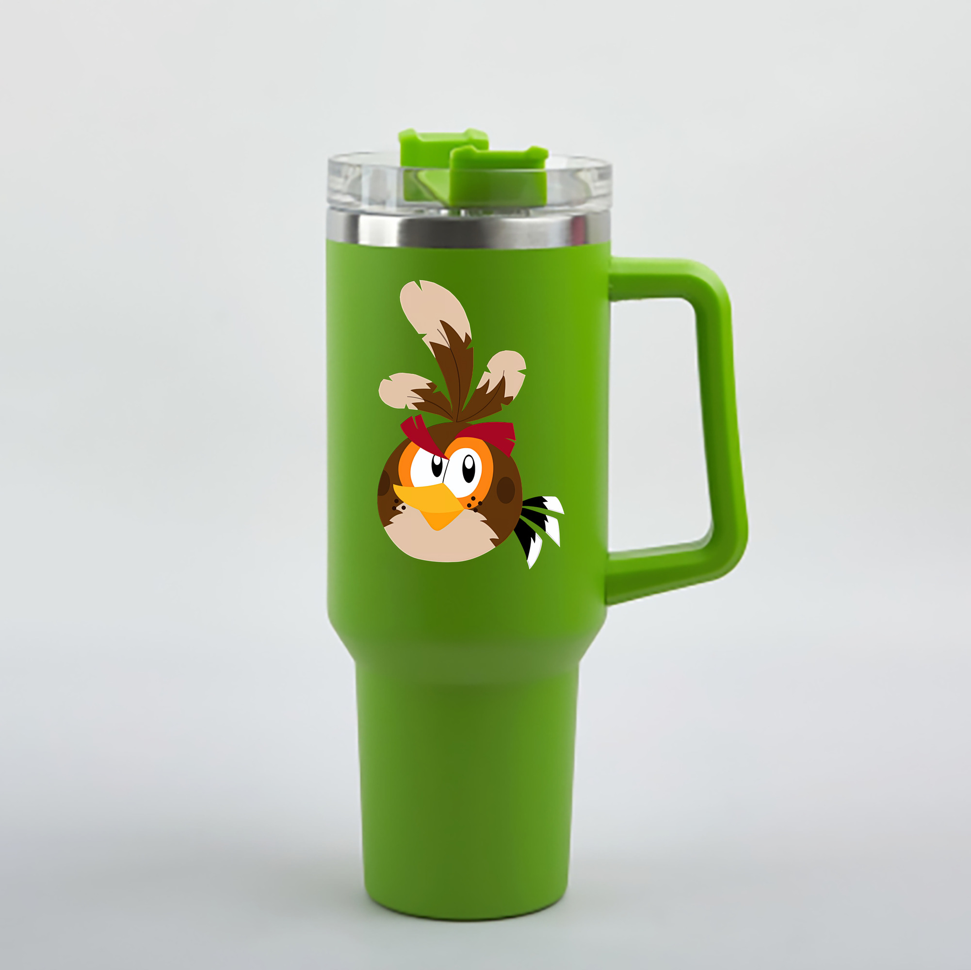 （画像用） Angry Birds アングリーバード 1200mL車用タンブラー - クリスタルステッカー（プラスチックストロー付き）